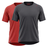 Raw Style men’s One Quiver merino MTB jersey rotation pack 2-pack in Shadow and Scarlet, two jerseys shown, ghost mannequin front view