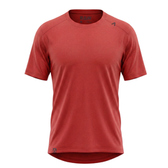 Raw Style men’s One Quiver merino MTB jersey short sleeve in Scarlet, ghost mannequin front view